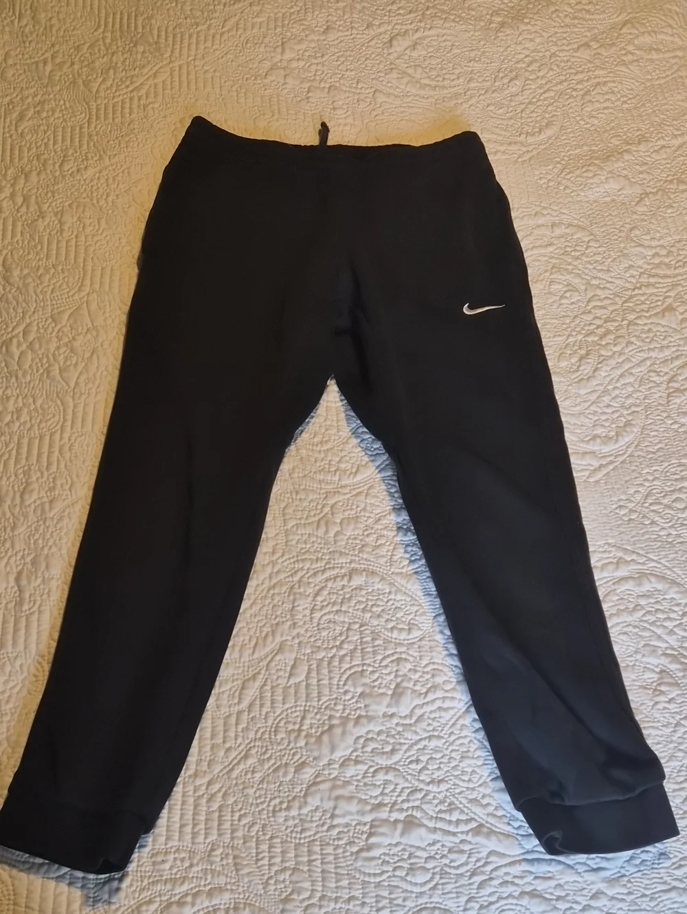 Nike Kids Black Jogger Sweatpants with White Swoosh